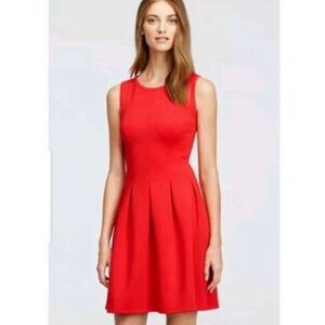 NWT J. Crew Red Pleated Flare Dress